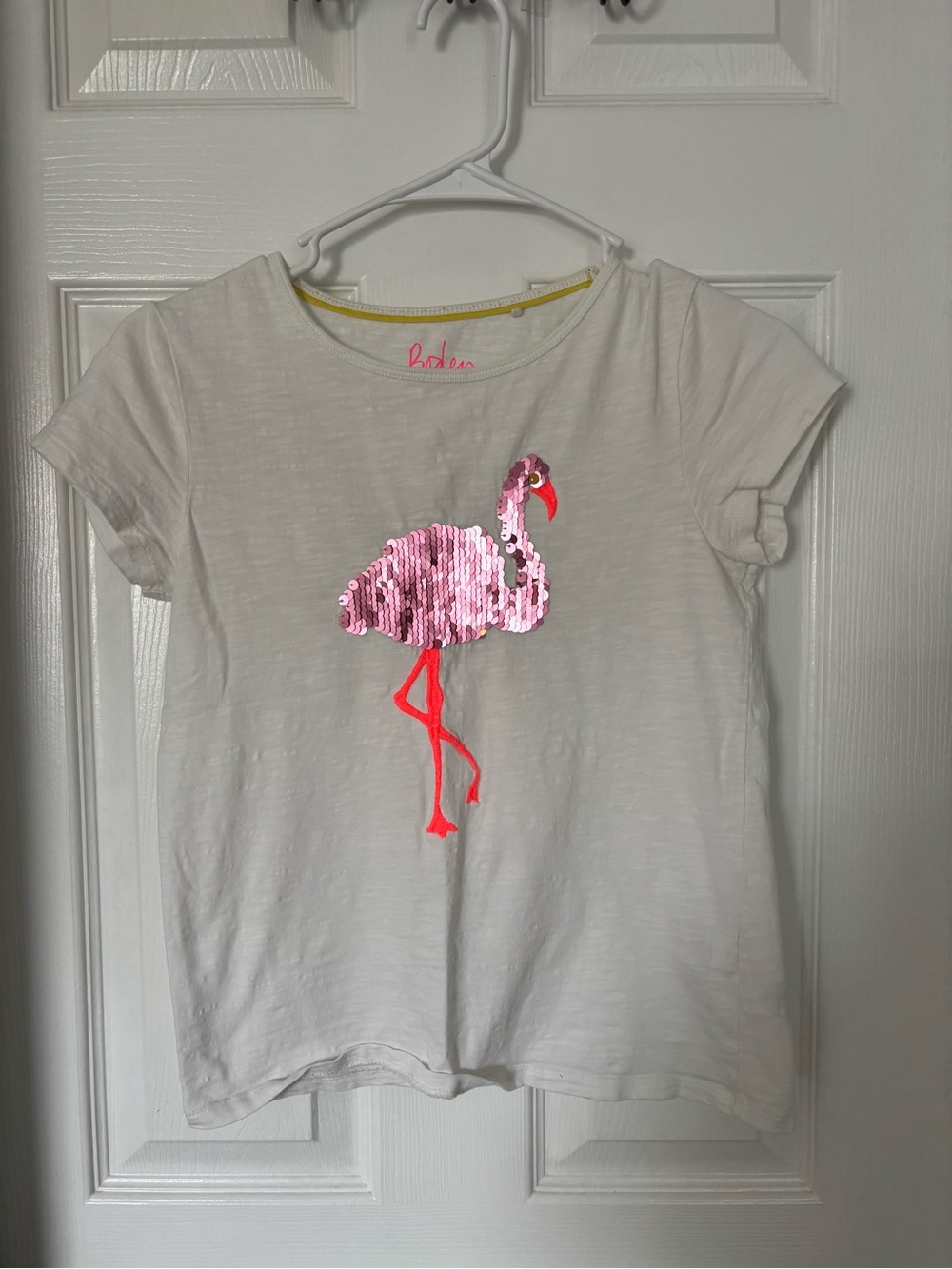 11/12 Boden Flamingo Sequin Shirt